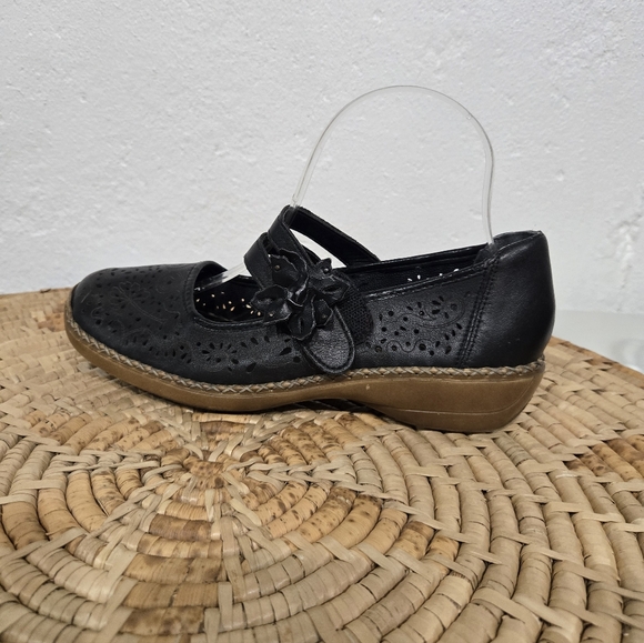 Rieker Black Leather Mary Jane Shoes - Picture 2 of 7